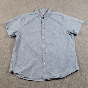 Bonobos Shirt Mens 2XL Blue Short Sleeve Button Down Standard Fit Cotton Casual